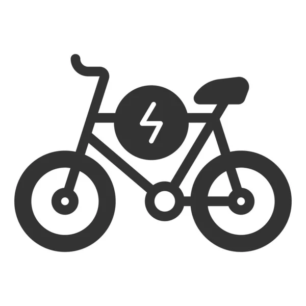 Elektryczny Rower Znak Energii Ikona Ilustracja Białym Tle Styl Glif — Zdjęcie stockowe