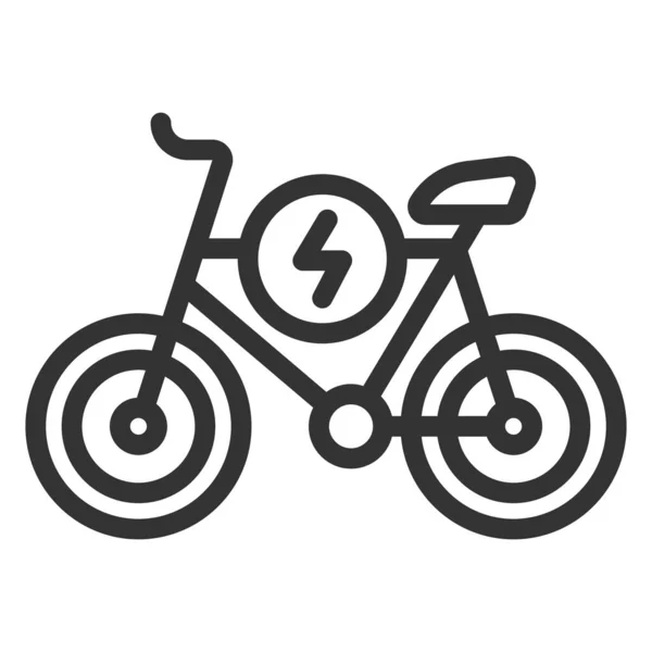 Elektrofahrrad Und Energieschild Symbol Abbildung Auf Weißem Hintergrund Umrissstil — Stockfoto