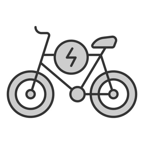 電動バイクとエネルギーサイン アイコン 白の背景のイラスト グレーのスタイル — ストック写真