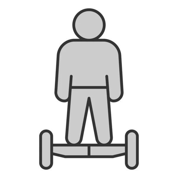 Man Rides Hoverboard Front View Icon Illustration White Background Grey — Stock Photo, Image
