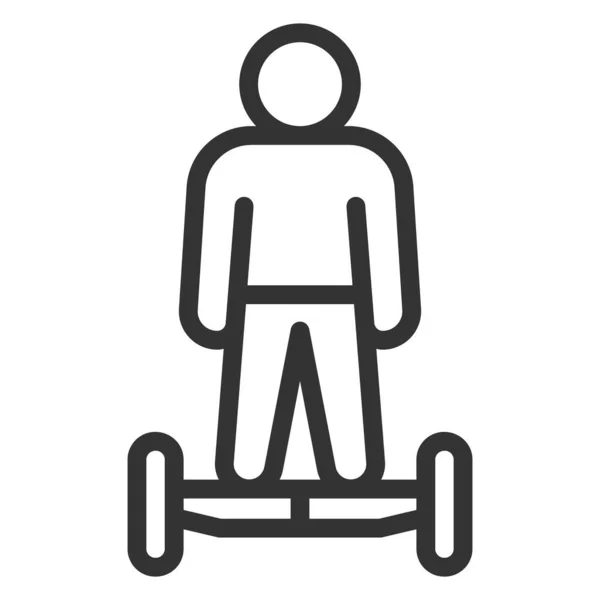 男子乘坐的是气垫板 前视镜图标 白色背景图解 轮廓风格 — 图库照片