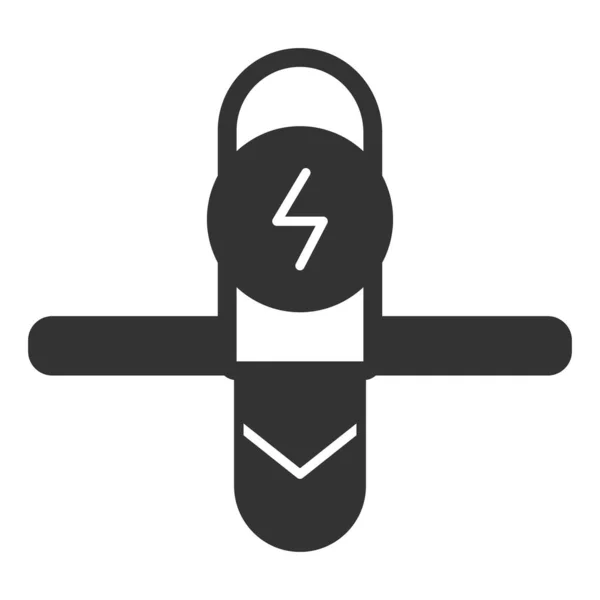 Einrad Frontansicht Und Energieschild Symbol Abbildung Auf Weißem Hintergrund Glyphen — Stockfoto