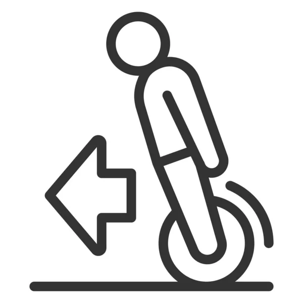 男人骑单轮 方向是前向图标 白色背景图解 轮廓风格 — 图库照片