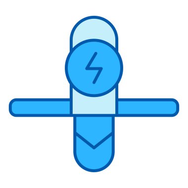 Monowheel ön görünümü ve enerji işareti - simge, beyaz arkaplan, renk biçimi