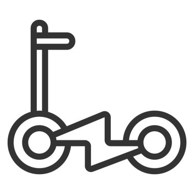 Elektrikli scooter, çerçeve yerine enerji işareti - simge, beyaz arkaplan üzerinde illüstrasyon, taslak biçim