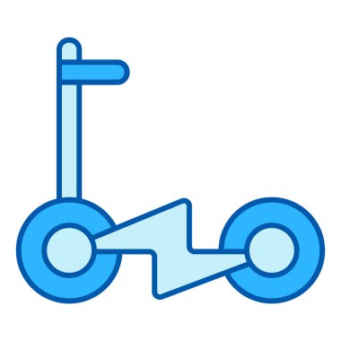 Elektrikli scooter, çerçeve yerine enerji işareti - simge, beyaz arkaplan, renk biçimi