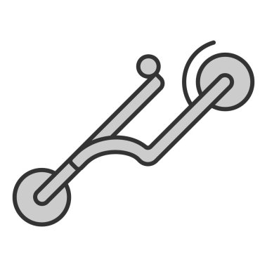 Katlanmış elektrikli scooter - simge, beyaz arkaplanda illüstrasyon, gri stil