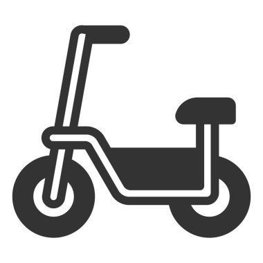 Koltuklu elektrikli scooter - simge, beyaz arkaplanda illüstrasyon, kabartma biçimi
