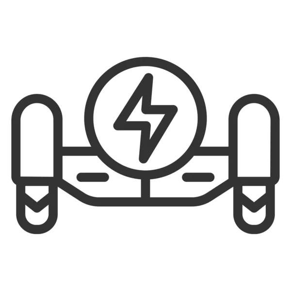 Gyroscooter Vooraanzicht Energieteken Icoon Illustratie Witte Achtergrond Outline Stijl — Stockvector