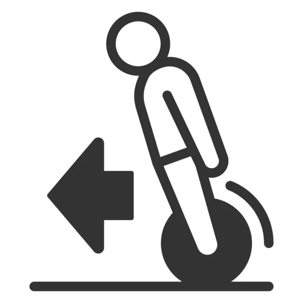 Man Rides Unicycle Direction Forward Icon Illustration White Background Glyph — Stock Vector
