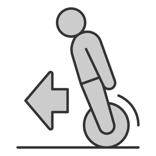 Man Rides Unicycle Direction Forward Icon Illustration White Background Grey — Stock Vector