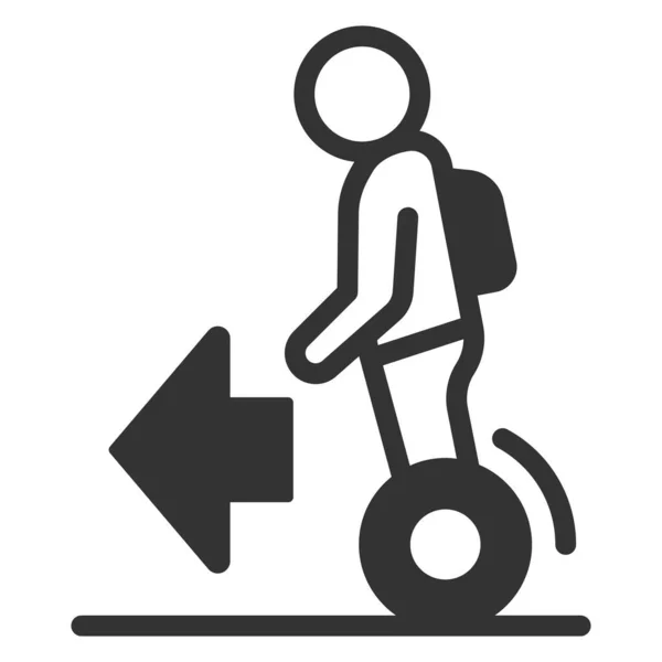 Man Satchel Rides Hoverboard Direction Forward Icon Illustration White Background — Stock Vector