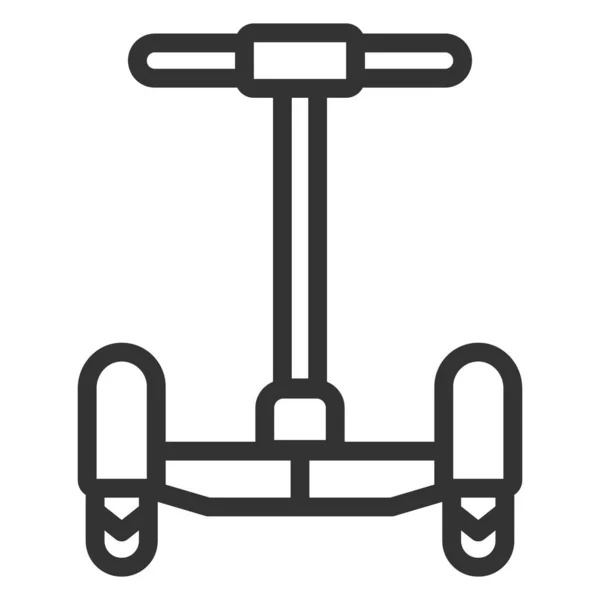 ハンドル付きジャイロスクーター フロントビュー アイコン 白の背景にイラスト アウトラインスタイル — ストックベクタ