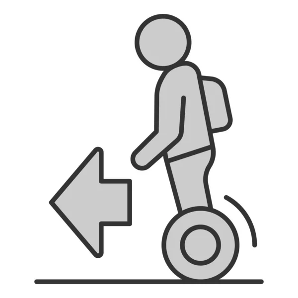 Man Satchel Rides Hoverboard Direction Forward Icon Illustration White Background — Stock Vector
