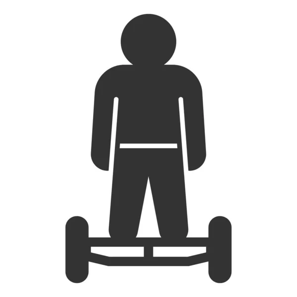 男子骑的是悬浮板 前视镜图标 白色背景的插图 字形风格 — 图库矢量图片