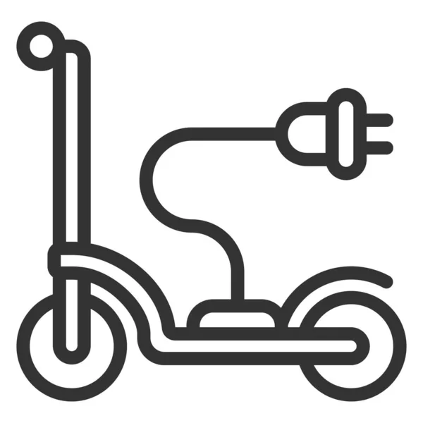 Scooter Électrique Fiche Sur Fil Pour Connexion Secteur Avec Courant — Image vectorielle