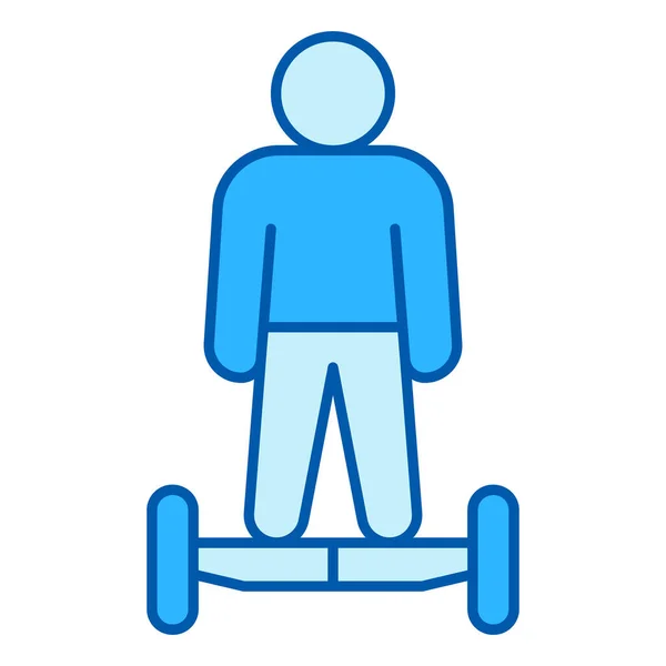 Man Rides Hoverboard Front View Εικονίδιο Απεικόνιση Λευκό Φόντο Χρώμα — Διανυσματικό Αρχείο