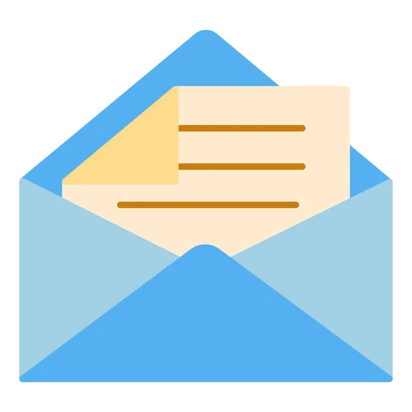 Opened envelope and letter with folded corner - icon, illustration on white background, flat color style