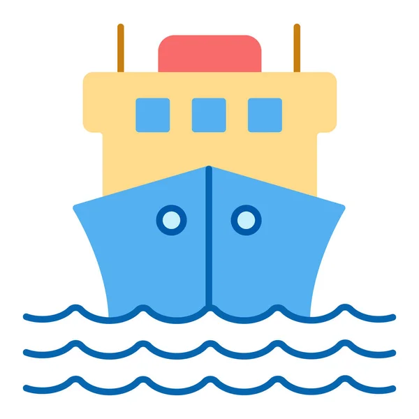 商品や海上郵便の配達 波の上の船 アイコン 白い背景のイラスト フラットカラースタイル — ストック写真