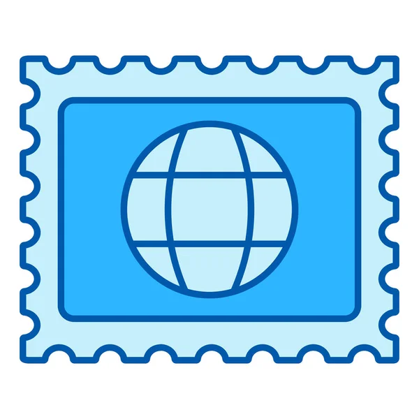 Poštovní Známka Obrázkem Zeměkoule Ikona Ilustrace Bílém Pozadí Podobný Styl — Stock fotografie