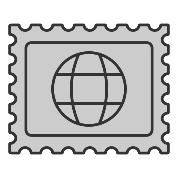 Známka Obrázkem Zeměkoule Ikona Ilustrace Bílém Pozadí Šedý Styl — Stock fotografie