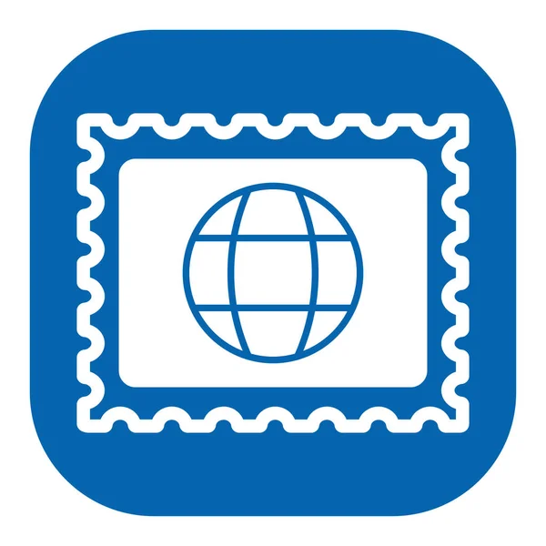 Poštovní Známka Obrázkem Zeměkoule Ikona Ilustrace Bílém Pozadí Barevný Glyf — Stock fotografie