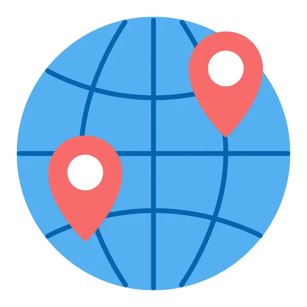 Globus Dwa Znaki Lokalizacji Wysyłka Dostawa Ikona Ilustracja Białym Tle — Zdjęcie stockowe
