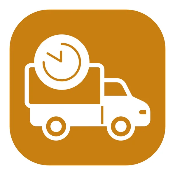 Auto Mit Paketen Und Zeitschaltuhr Schnelle Lieferung Symbol Illustration Auf — Stockfoto