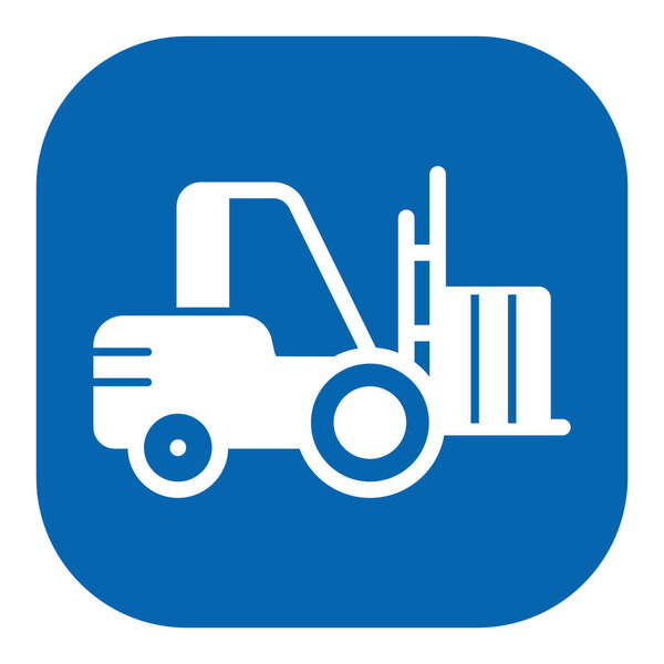 Wheel loader with box - icon, illustration on white background, color glyph style