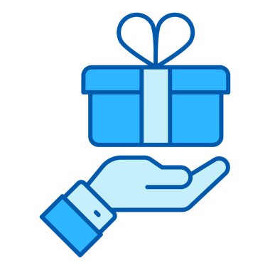 Avuç içi kurdeleli paket teslim - simge, beyaz arkaplan resimli, benzer stil