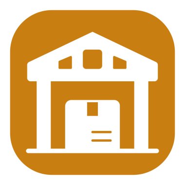 Paket teslim edilmiş depo - simge, beyaz arkaplan üzerinde illüstrasyon, renk kabartma biçimi