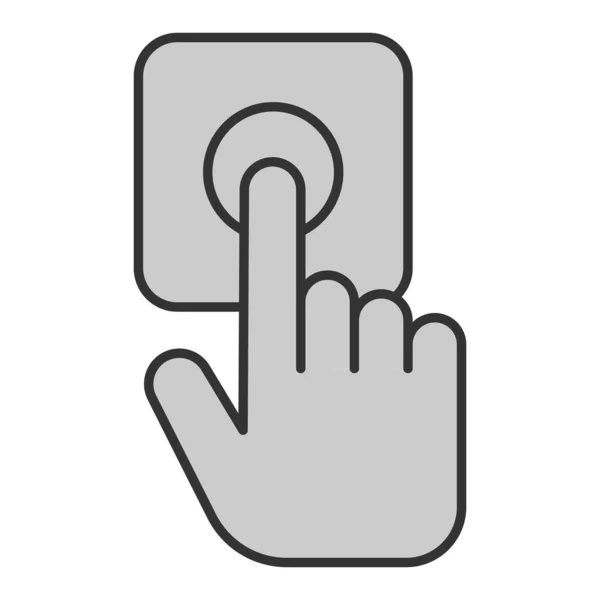 Hand Presses Bell Parcel Delivered Addressee Door Icon Illustration White — Stock Vector