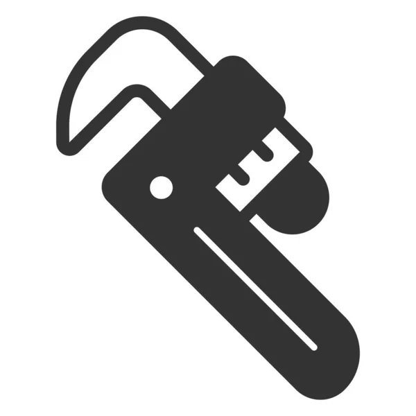 Прямий Трубний Гайковий Ключ Іконка Ілюстрація Білому Тлі Стиль Гліфів — стокове фото