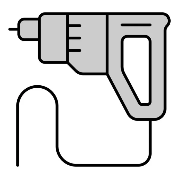 Electric Drill Icon Illustration White Background Grey Style — Stock Photo, Image