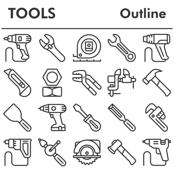 Set Tools Icons Set Icon Illustration White Background Outline Style — Stock Photo, Image