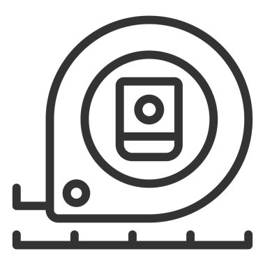 Metal şerit ölçümü - simge, beyaz arkaplan üzerindeki illüstrasyon, dış hat biçimi