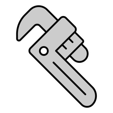 Düz boru anahtarı - simge, beyaz arkaplan, gri stil