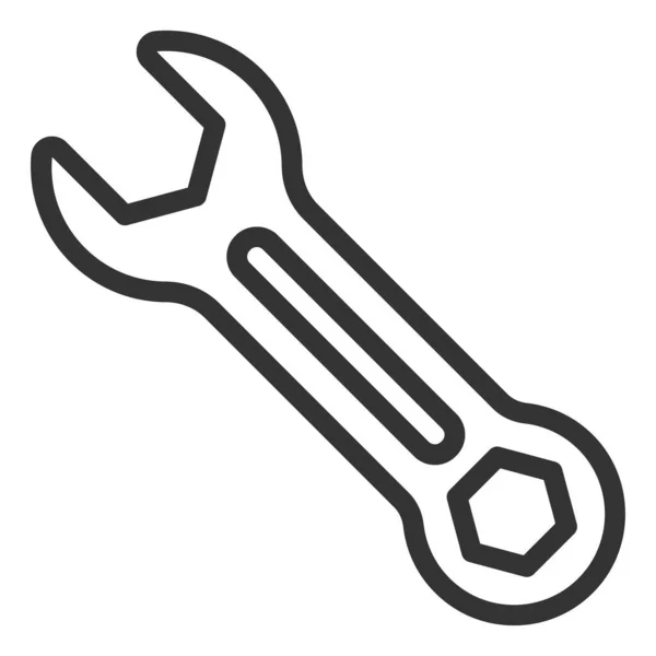 Wrench Icon Illustration White Background Outline Style — Stock Vector