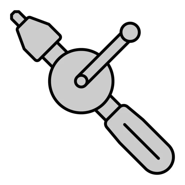 Hand Drill Icon Illustration White Background Grey Style — Stock Vector
