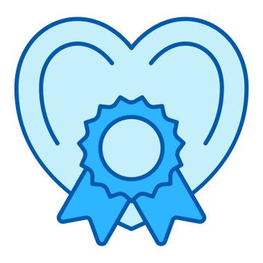 Kurdeleli kalp ve mühür - simge, beyaz arkaplan, renk biçimi