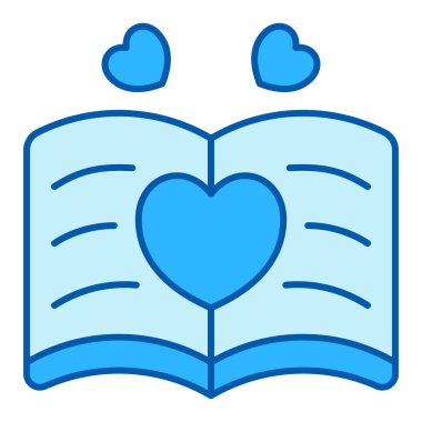 Aşk hikayeli açık kitap - simge, beyaz arkaplan, renk biçimi