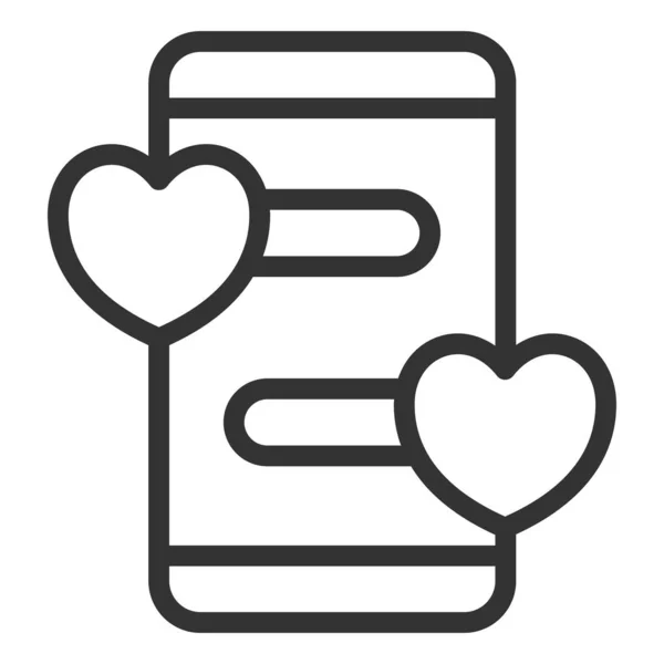 Love Tekst Smartphone Scherm Icoon Illustratie Witte Achtergrond Outline Stijl — Stockfoto