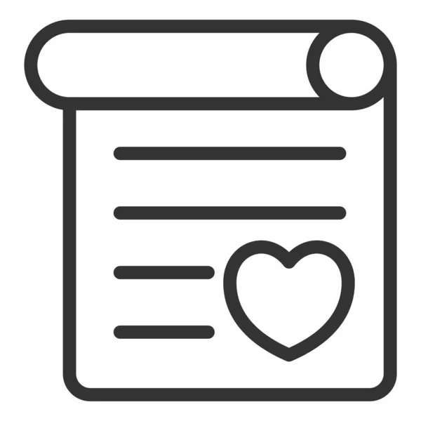 Unfolded Love Letter Heart Icon Illustration White Background Outline Style — Stock Photo, Image