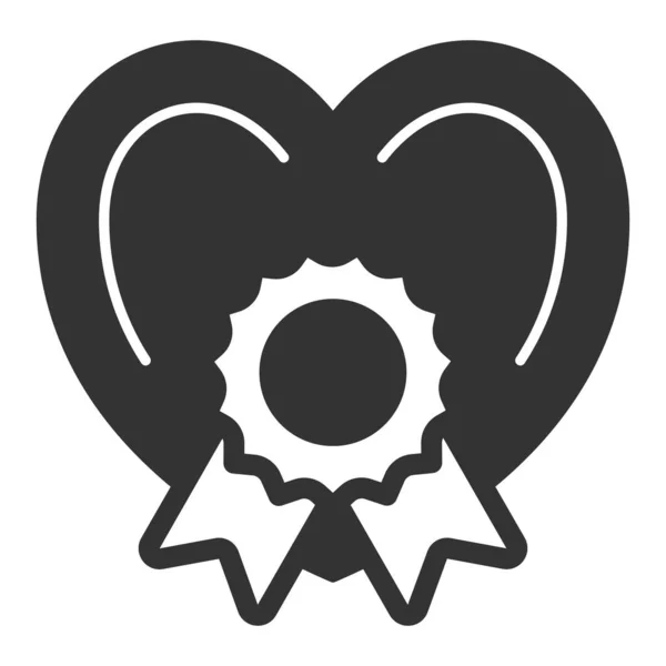 Καρδιά Και Σφραγίδα Κορδέλες Εικόνα Απεικόνιση Λευκό Φόντο Glyph Στυλ — Φωτογραφία Αρχείου
