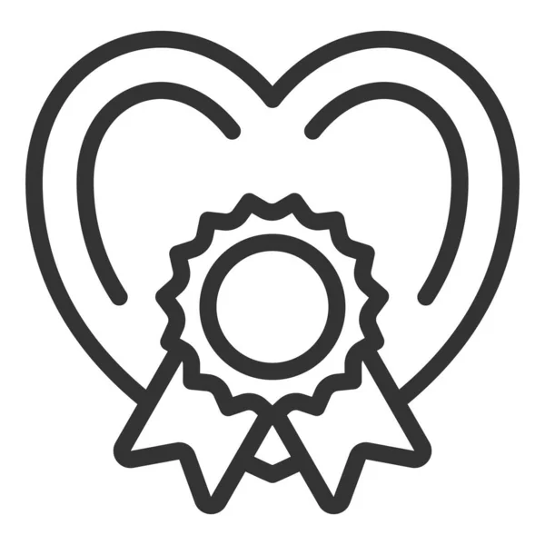Καρδιά Και Σφραγίδα Κορδέλες Εικόνα Απεικόνιση Λευκό Φόντο Περίγραμμα Στυλ — Φωτογραφία Αρχείου