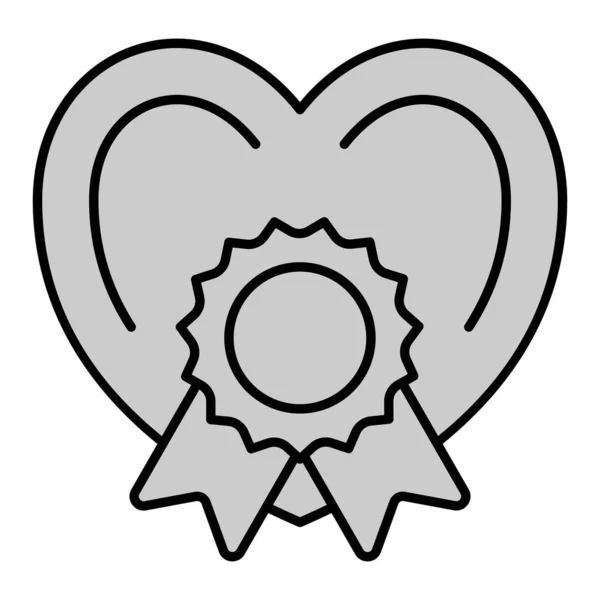 Heart Seal Ribbons Icon Illustration White Background Grey Style — Stock Photo, Image
