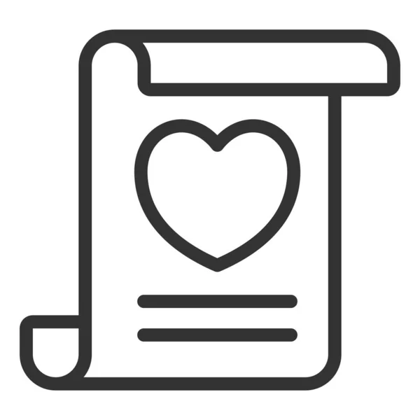 Ξεδιπλωμένο Ερωτικό Γράμμα Εικόνα Καρδιάς Εικονίδιο Εικονογράφηση Λευκό Φόντο Περίγραμμα — Φωτογραφία Αρχείου
