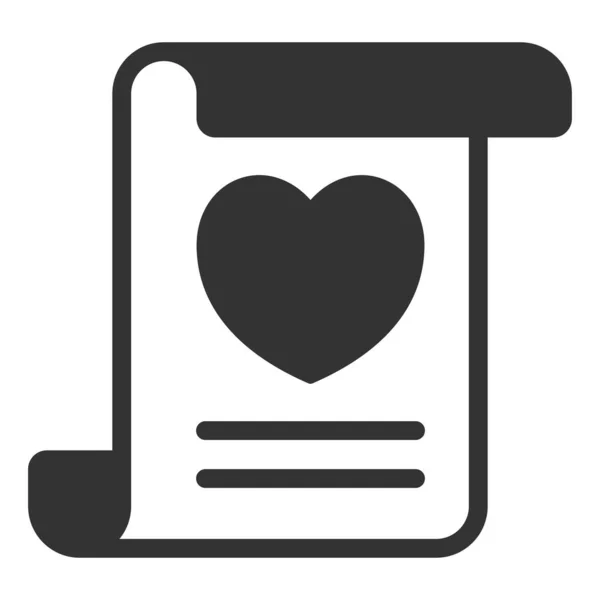 Ξεδιπλωμένο Ερωτικό Γράμμα Εικόνα Καρδιάς Εικονίδιο Εικονογράφηση Λευκό Φόντο Στυλ — Φωτογραφία Αρχείου