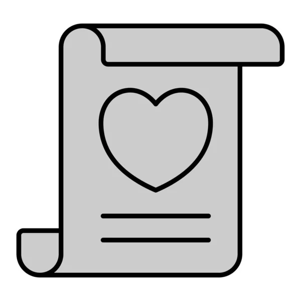 Розгорнутий Любовний Лист Зображенням Серця Іконка Ілюстрація Білому Тлі Сірий — стокове фото