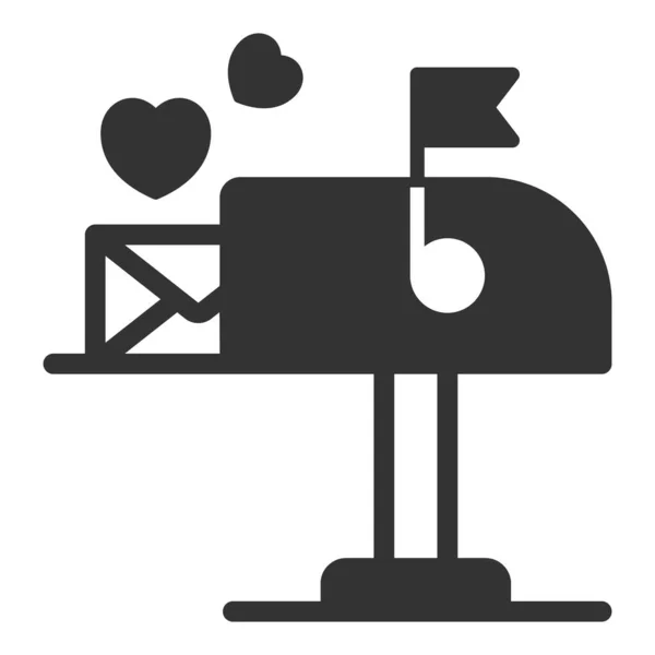 Love Letter Mailbox Εικονίδιο Απεικόνιση Λευκό Φόντο Glyph Στυλ — Φωτογραφία Αρχείου